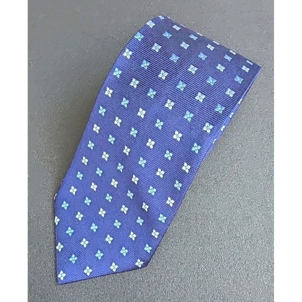 Brooks Brothers Makers And Merchants Necktie Blue Geometric 100% Silk Made USA